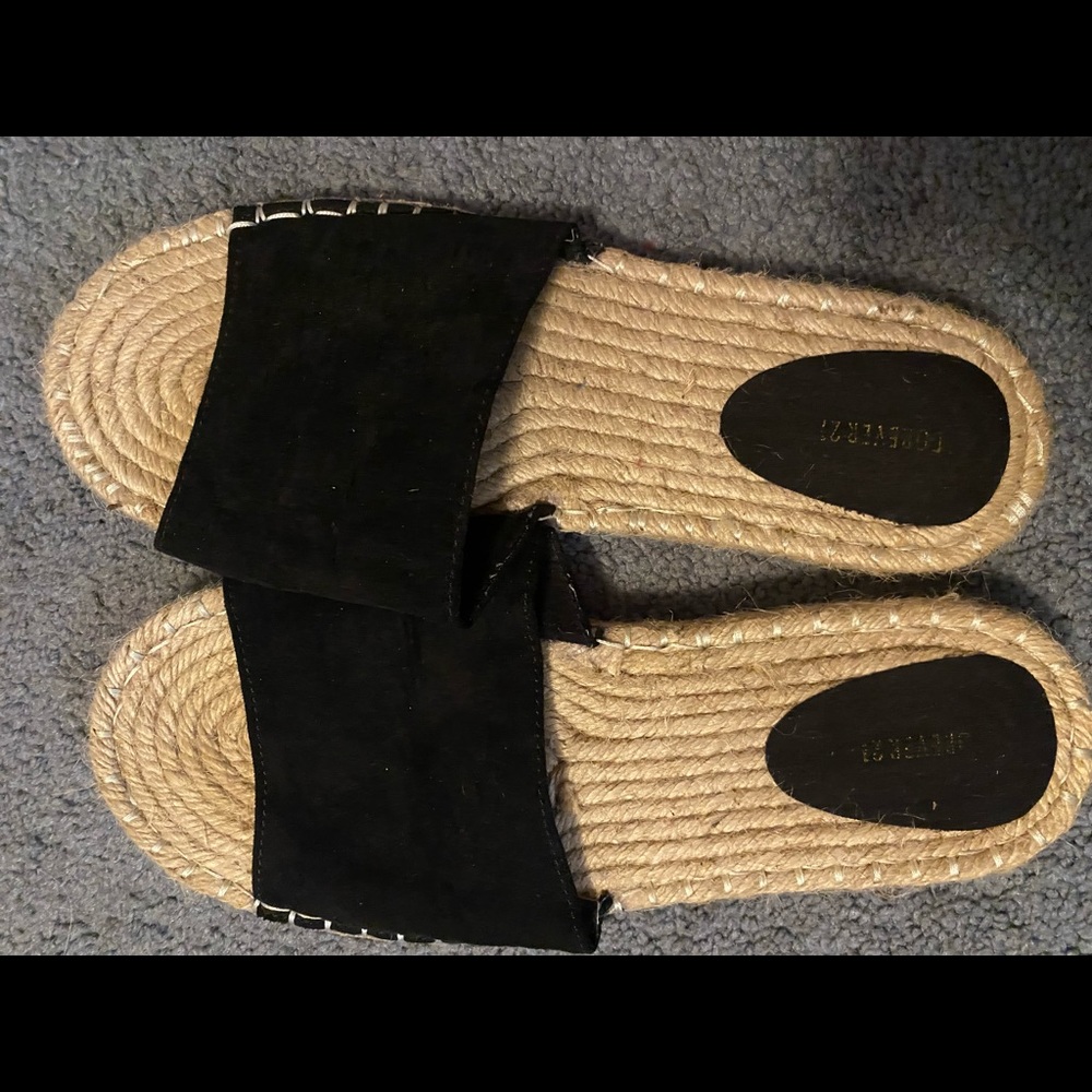 black slide sandals